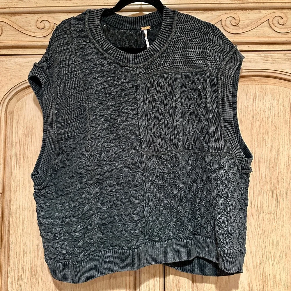Free People • Take the Plunge Sweater Vest • Charcoal - Picture 3 of 4